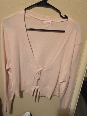 Bobbi Brown Light Pink Tie-Front Knit Cardigan